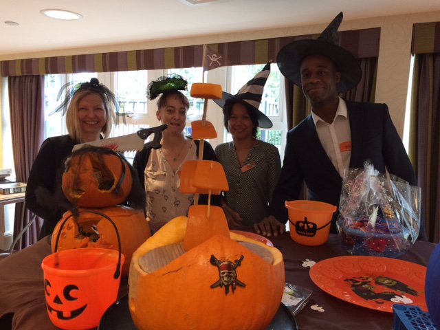 DellaCogan's tweet photo. Ghoulish fun at #SunriseofWeybridge, #pumpkin carving competition now and trick or treating with local children later! https://t.co/gaQ0FAR80l