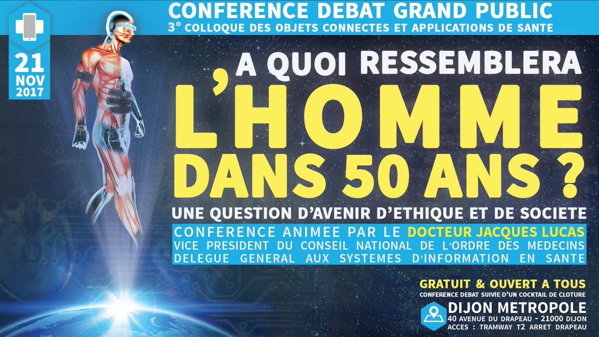 A quoi ressemblera l'Homme dans 50 ans ? Réponse durant l'<a href="/OCSDijon2017/">OCS Dijon 2017</a> le 21 novembre.
Inscriptions obligatoire : ocsdijon2017.fr
