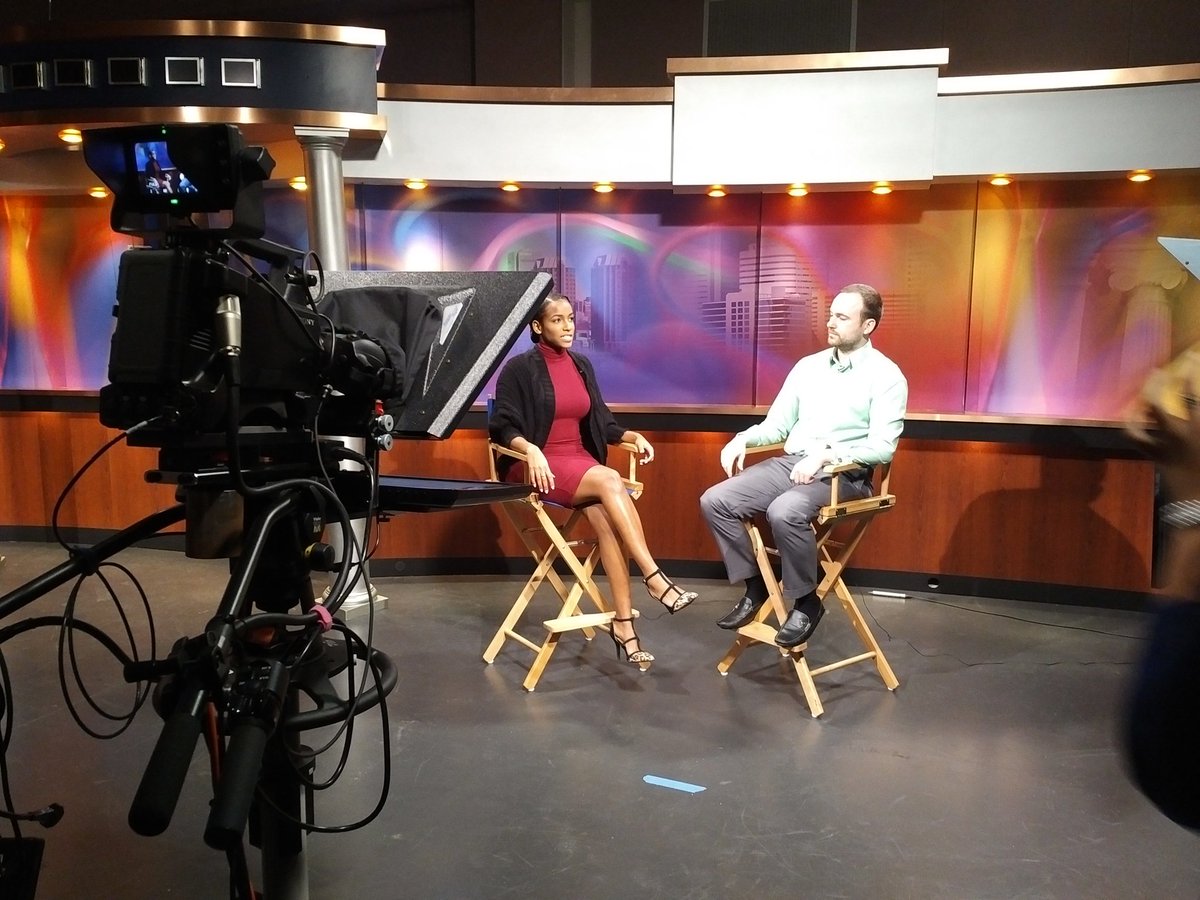 CliffHyra's tweet photo. On set with VCU TV's "Insight" public affairs show. Students want to know more about my Libertarian vision for #VAGov https://t.co/kWMwfh8x9k