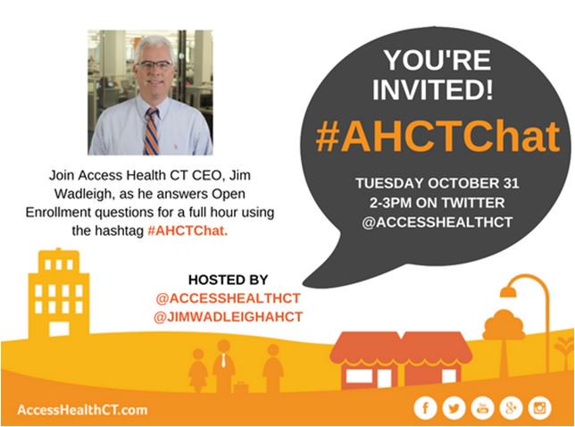 CSMSNews's tweet photo. Don't miss today's #AHCTChat on Twitter - @JimWadleighAHCT will answer your #OpenEnrollment questions from 2 - 3 pm @AccessHealthCT https://t.co/poD6kFipmH