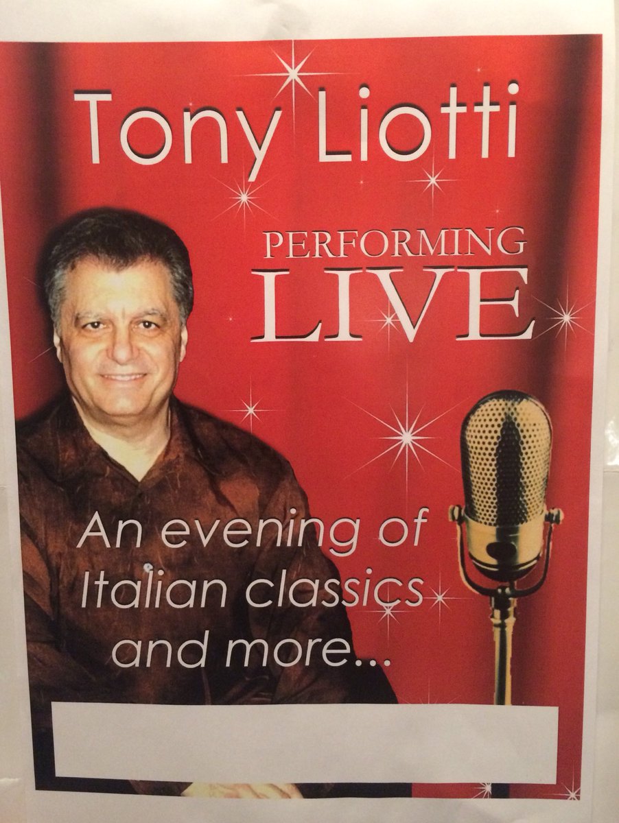 9th November it’s party time with Tony Liotti, con musica italiana, songs from Naples, and genuine Italian food. Booking is essential.