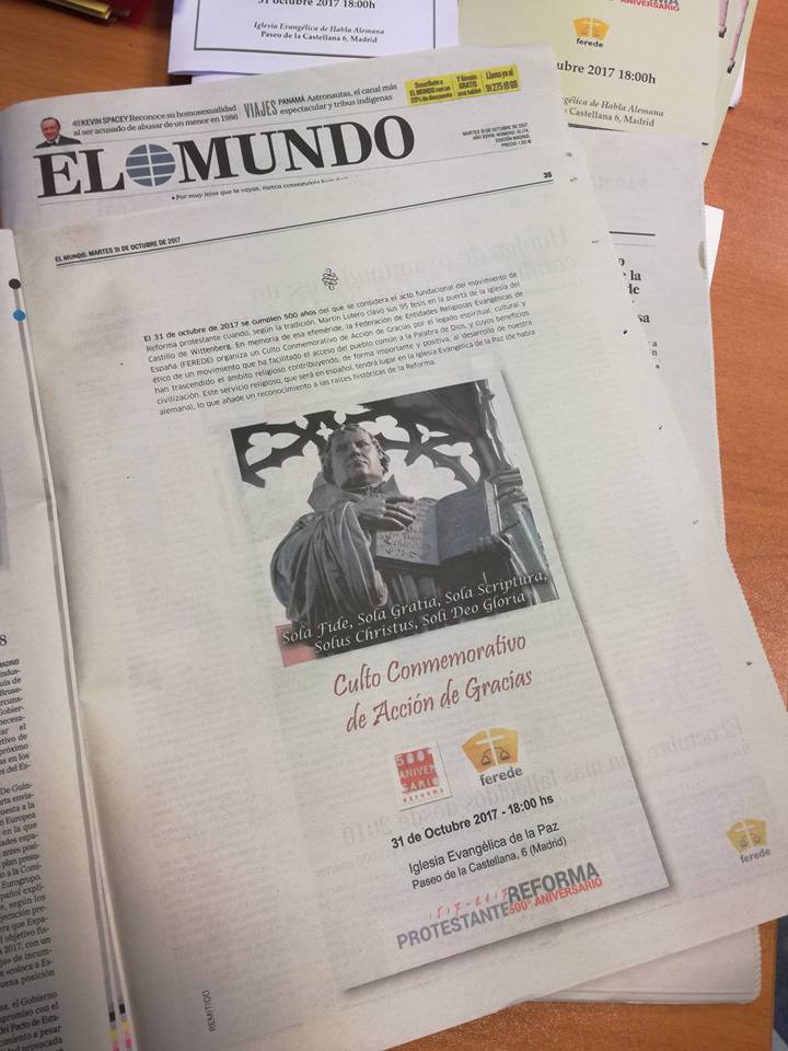 500Reforma's tweet photo. El Culto de Acción de Gracias del #500Reforma en la prensa española de hoy
#31Octubre2017 #LaReformaContinúa @500Reforma  @15Jlosllamados https://t.co/yGh4To5CV3