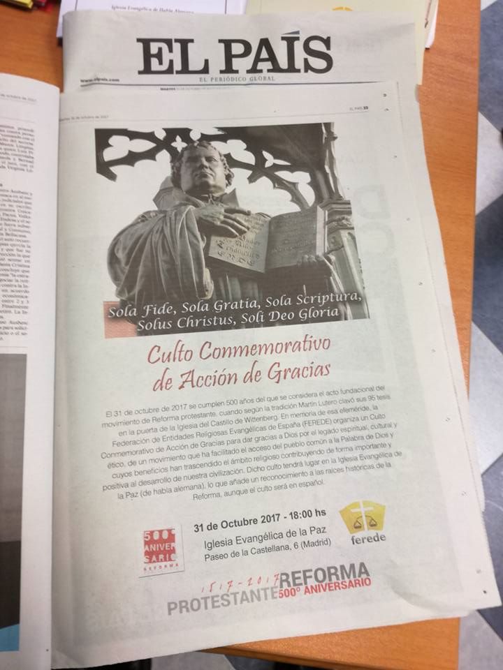 500Reforma's tweet photo. El Culto de Acción de Gracias del #500Reforma en la prensa española de hoy
#31Octubre2017 #LaReformaContinúa @500Reforma  @15Jlosllamados https://t.co/yGh4To5CV3