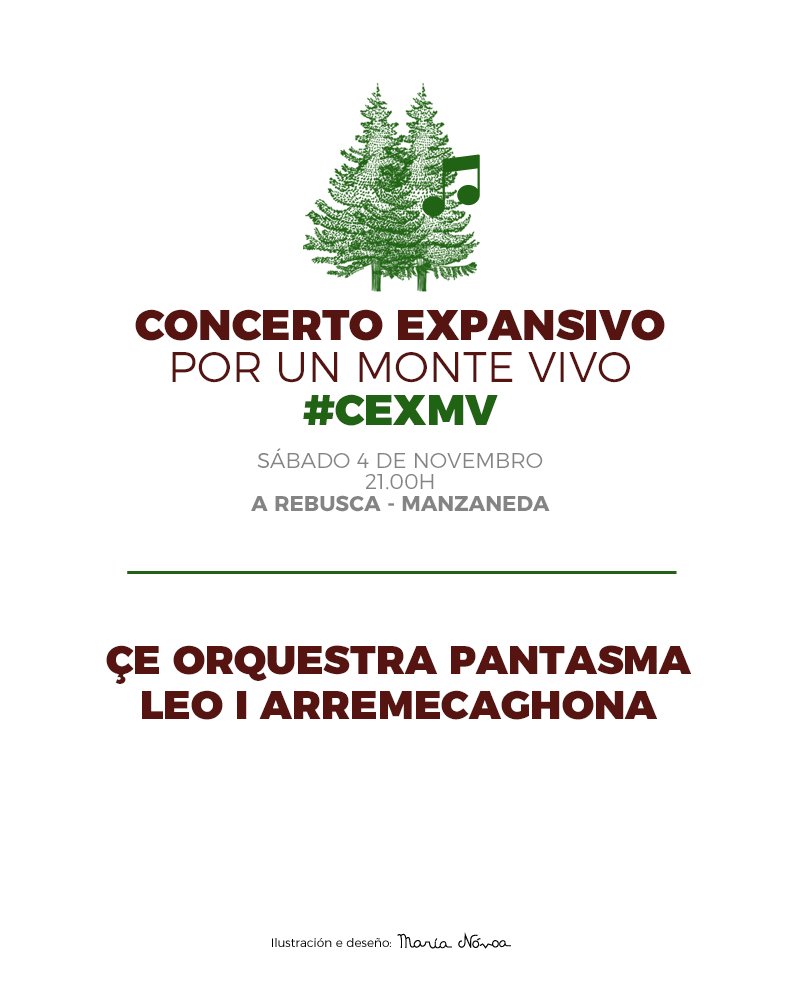 ✳️✳️Súmase <a href="/AREBUSCA_MNZ/">A REBUSCA</a> aos #CExMV!✳️✳️ 
Co leo i <a href="/arremecaghona/">o leo de matamá</a> e o #CeOrquestraPantasma.
En #Manzaneda este sábado 4 ás 21h.