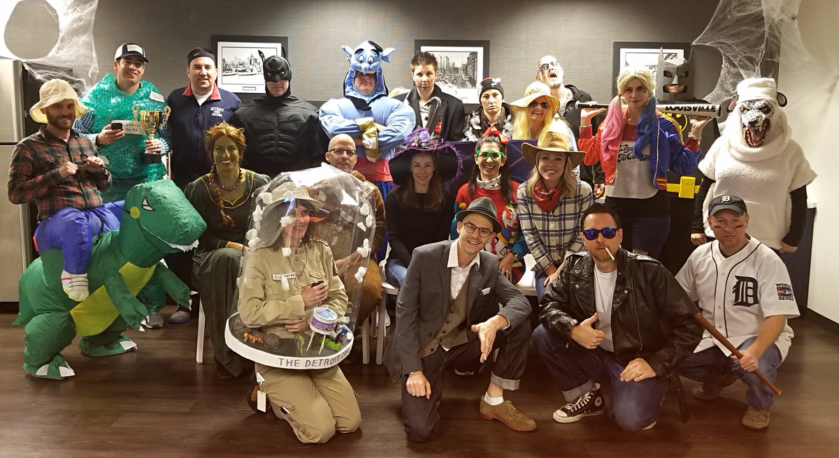 AccretiveSolutn's tweet photo. Wishing everyone a safe, fun, and Happy Halloween! Photo is from our Detroit Office's 6th Annual Costume Contest. https://t.co/Rxf5jsfwd9