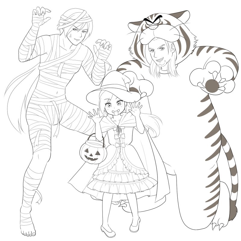 間に合わない/(^o^)\ので先に線画だけ…
ハッピーハロウィン! 
