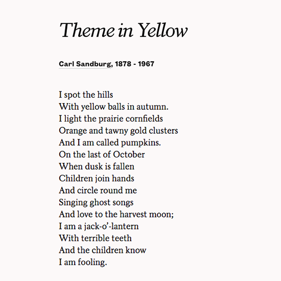 POETSorg's tweet photo. I am a jack-o’-lantern 
With terrible teeth 
And the children know 
I am fooling.

—Carl Sandburg
#Halloween
https://t.co/gLLR2hldgJ https://t.co/HvCsMKjTUS