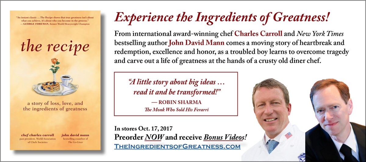 chefcarroll's tweet photo. go to https://t.co/KcJ50uHnE5 order book #TheRecipethebook story losslove &amp; ingredientsofgreatness #soontobemovie @chefmoonen @cheftramonto https://t.co/w26Kgw7lcT