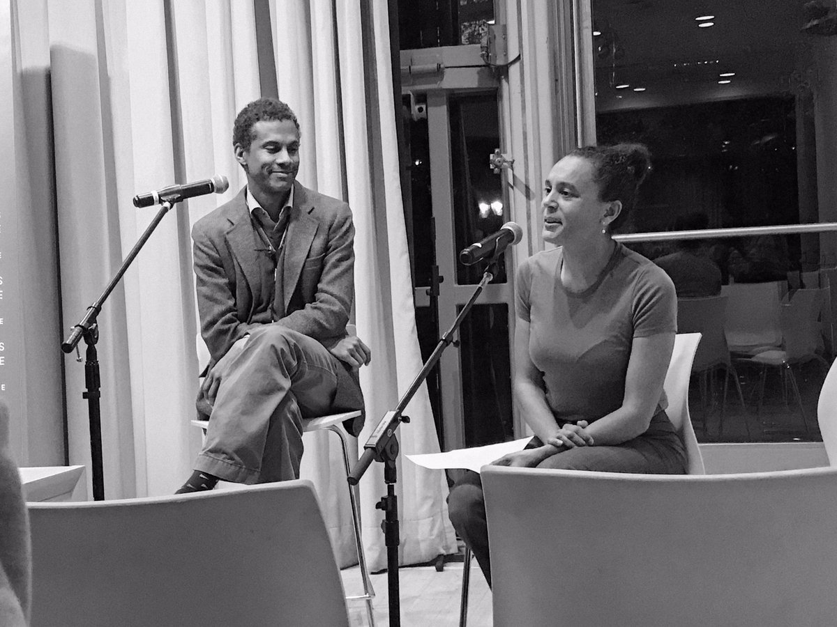 maiermoul's tweet photo. Power Couple 
The incomparable Mark Turner interviewed by brilliant Helena Hansen for @MusicLitMag issue 8 launch @poetshouse https://t.co/3IjmXakaSz