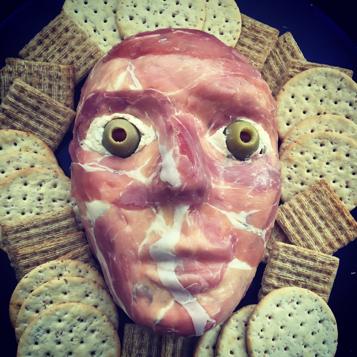 kmanolakas's tweet photo. Creepy cheeseball anyone...? #halloweenpotluck #flayedman https://t.co/y8tnWRZOUV