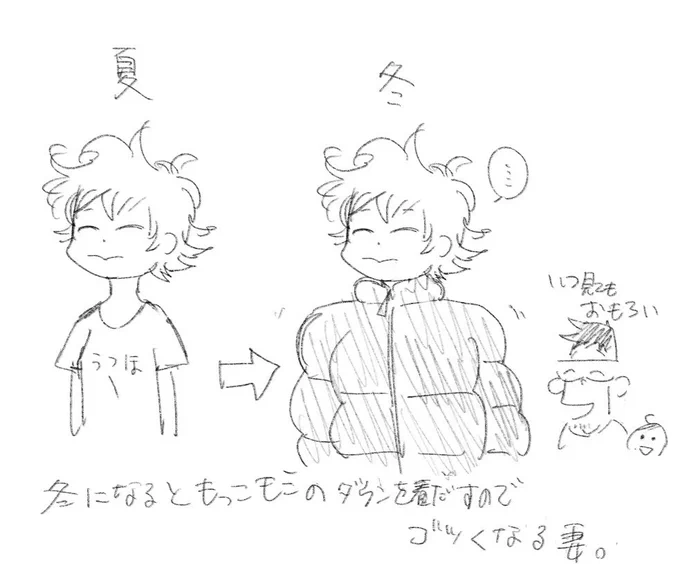 ダウンジャケットあったかいしね。 