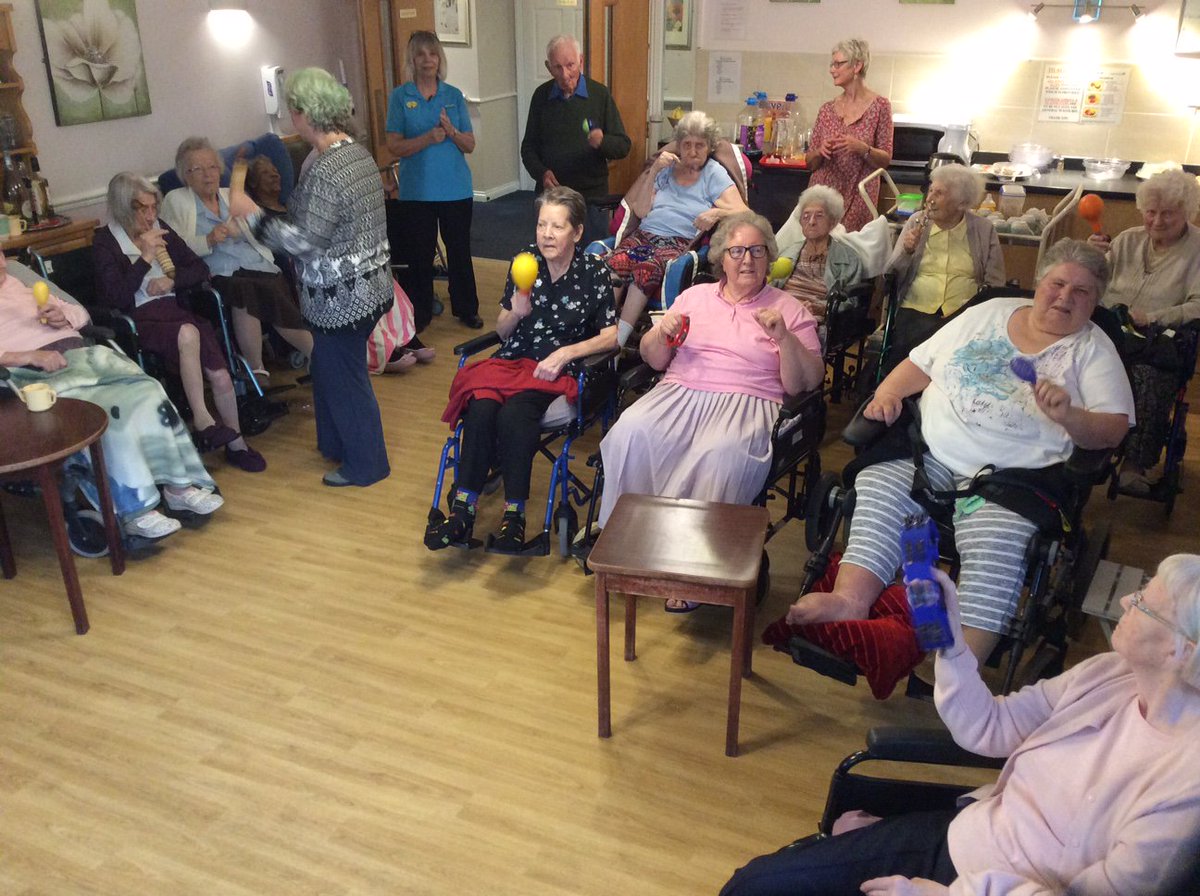 Springhill_Care's tweet photo. Musical therapy sessions at Riversway #NursingHome #Bristol raise everyone's spirits high #MusicTherepy #drums #funactivity https://t.co/EWYyMPjKbL