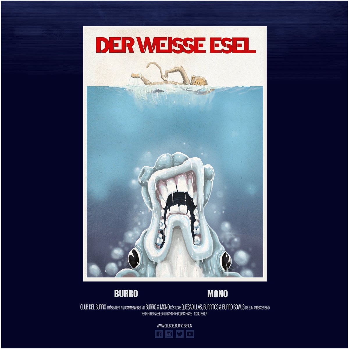 Er wird euch alle holen #burro #derweisseesel #donkeybusiness #donkey #esel #derweissehai #neukölln #columbiabad #jaws #clubdelburro