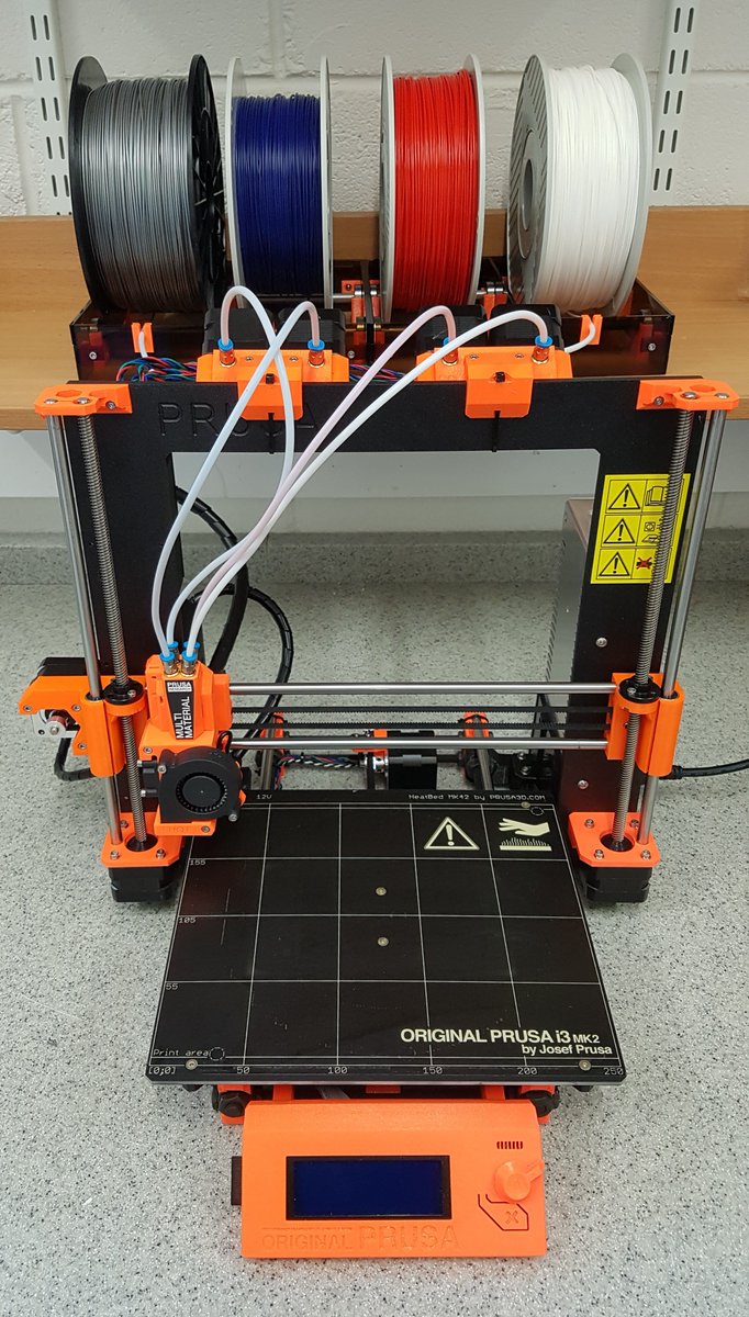 ALM_3D's tweet photo. @josefprusa Multi Material upgrade up and running! Our use: hyperelastic morphing structures with high stiffness regions... Watch this space https://t.co/598vW2UFRu