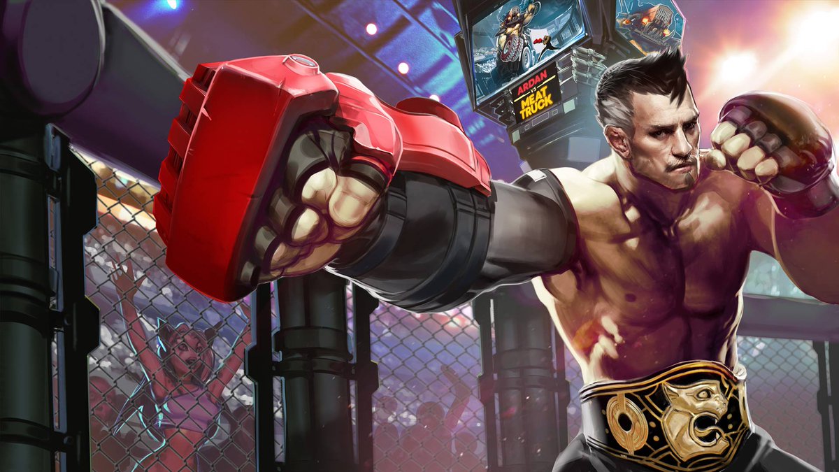 The Epic Elbow-Dropping ‘Cagefighter’ Ardan Is Coming Soon!

Championship belt + “Julia” heart tattoo. superevil.co/cagefighterard… #vainglory