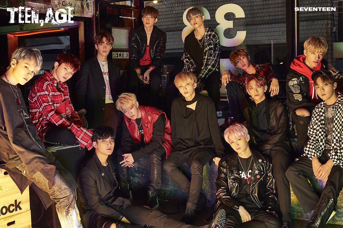 soompi's tweet photo. LISTEN: #SEVENTEEN Previews 2nd Album "TEEN,AGE" Through Highlight Medley https://t.co/4G82YJSp4Z https://t.co/vJfueCXlpR
