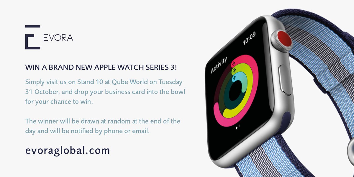 evoraglobal's tweet photo. Not long left to enter our competition to win an Apple Watch - pop over to the stand and drop your card in to win #QubeWorld https://t.co/xIVxXT082K
