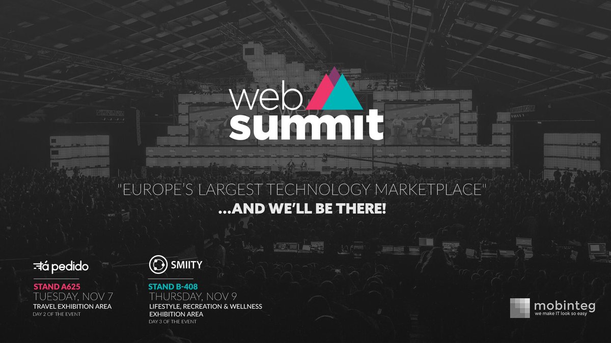 mobinteg's tweet photo. Find us at Web Summit 2017!
- November 7th: Stand A-625
- November 9th: Stand B-408
#mobinteg #smiity #tapedido #WebSummit #websummit2017 https://t.co/gVJnQ56E6B