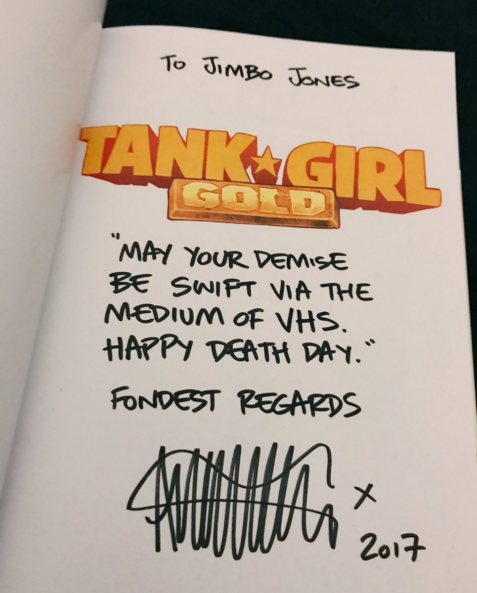 Deathbyvideo's tweet photo. I love receiving late #Halloween presents. Obviously the way I want to die, right? #DeathByVideo #TankGirl Thanks @AlienMartian23 https://t.co/i2AKcv7eyK