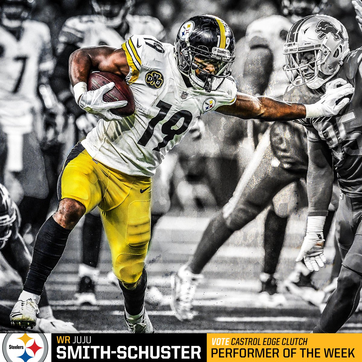 steelers's tweet photo. Everybody get your vote on. 

1 RT = 1 Vote for @TeamJuJu #ClutchPerformer. https://t.co/CsNKG0E1Q5