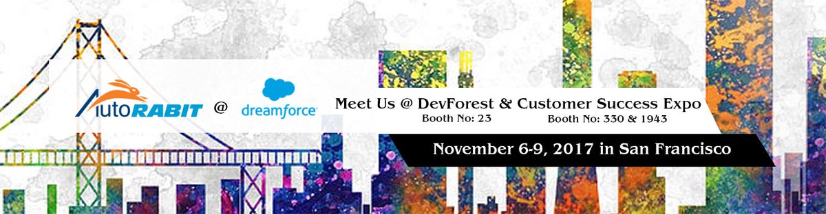 autorabit's tweet photo. Only 5 days to go until Dreamforce. AutoRABIT is ready to meet you at DevForest #Booth23 & Customer Success Expo #Booth330 / #1943. https://t.co/zhYxqNepgY