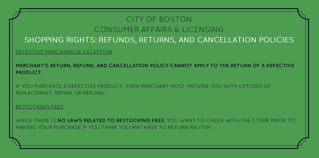 The holidays are near. Do you know your shopping rights? #Boston #Massachusetts #MGL#ReturnPolicy