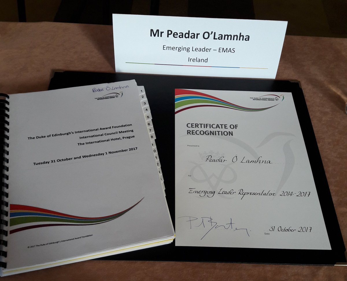Signing off fpr the final time, our Chair Peadar steps down as Emerging Leader Rep for the EMAS Region on <a href="/intaward/">International Award</a> 's International Council