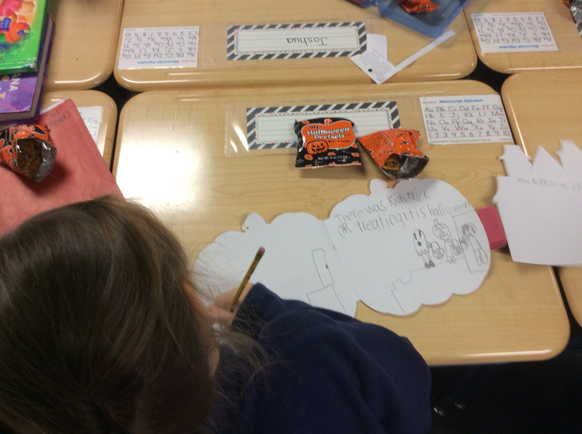 MissPichlerSR's tweet photo. First graders writing spooky stories! @srstoh @MissPichlerSR #Halloween2017 #firstgradeholidays https://t.co/QpOOJHYOuh