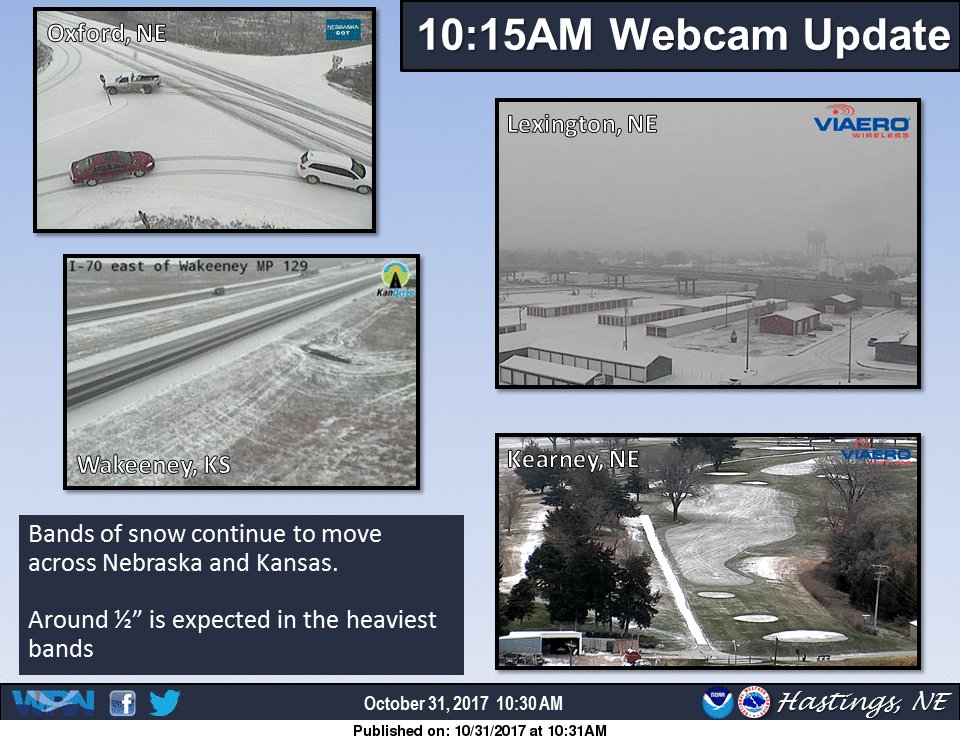 Here's the latest look at webcams across Nebraska and Kansas. Roads are becoming snow-covered. Drive Safe! #NEwx #KSwx