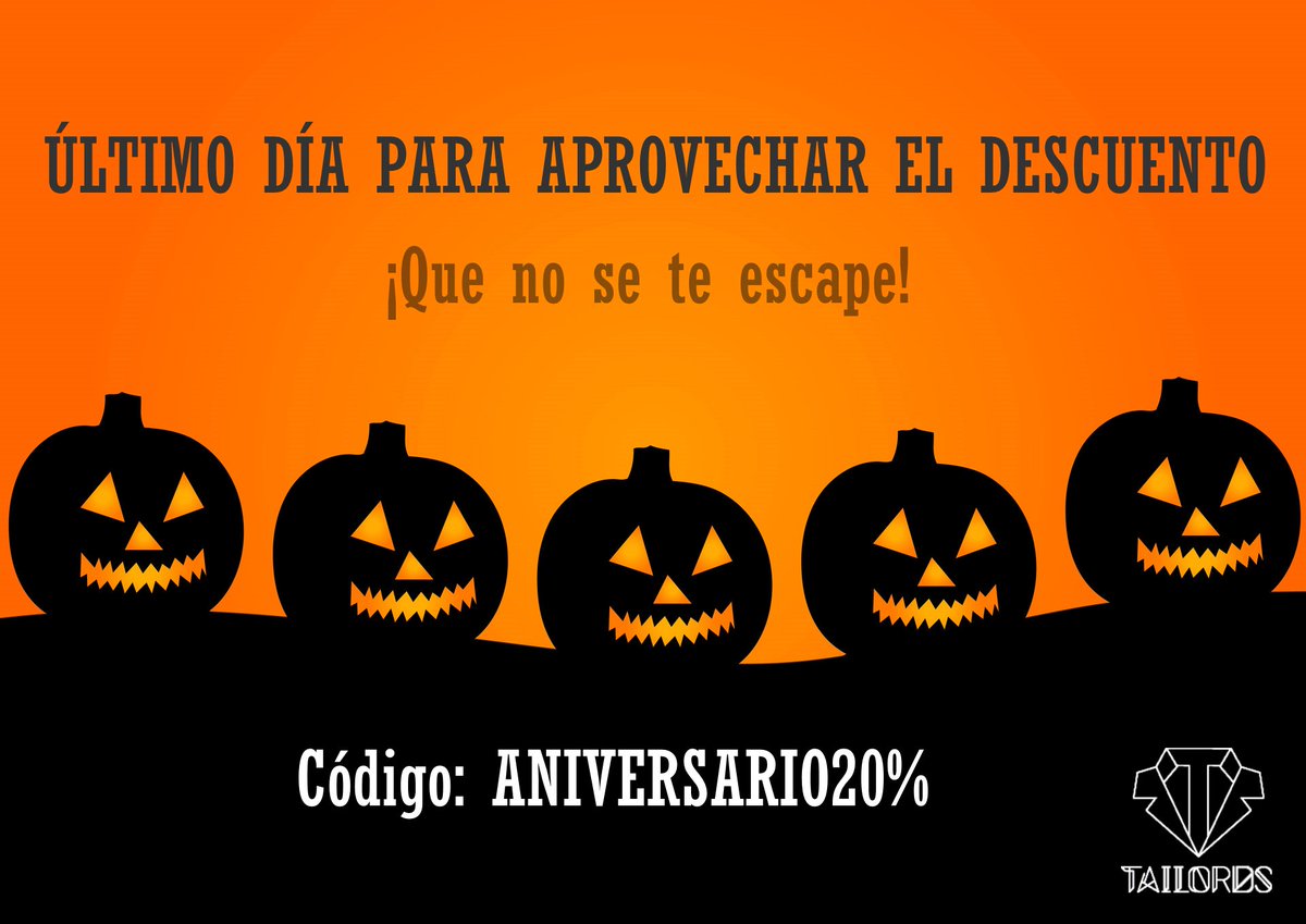 _TAILORDS_'s tweet photo. Aún queda hasta las 12 de la noche para aprovecharte de nuestro descuento, ¿a que esperas? https://t.co/fRKIE4A0dE #halloween #tailords https://t.co/0cfj1oNsuR