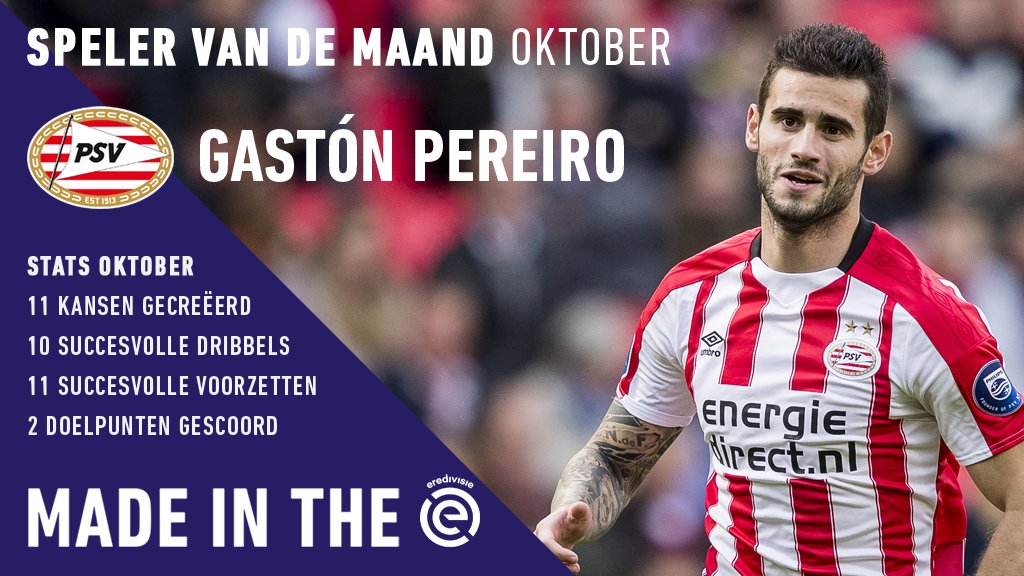ESPNnl's tweet photo. 🏆 | De @Eredivisie-speler van de maand oktober is geworden... Gastón Pereiro! 
https://t.co/5zdzxhFE3g https://t.co/yCQu2CMCGY