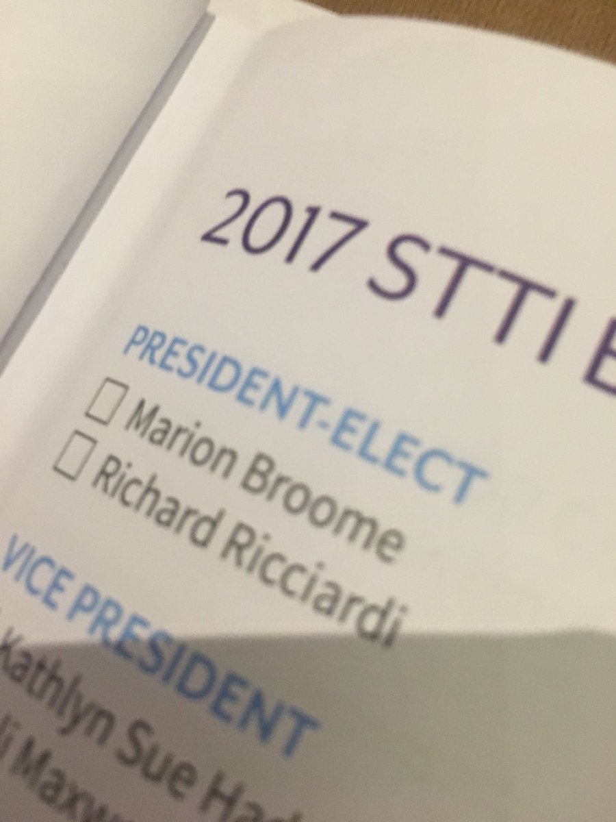 GammaEpsilonNU's tweet photo. #Stticonv17 Let the voting begin! President elect for STTI #NursesWhoLead @GammaEpsilonNU @Julie_J_Adams @LiliaBacu https://t.co/16SzVWTzMN
