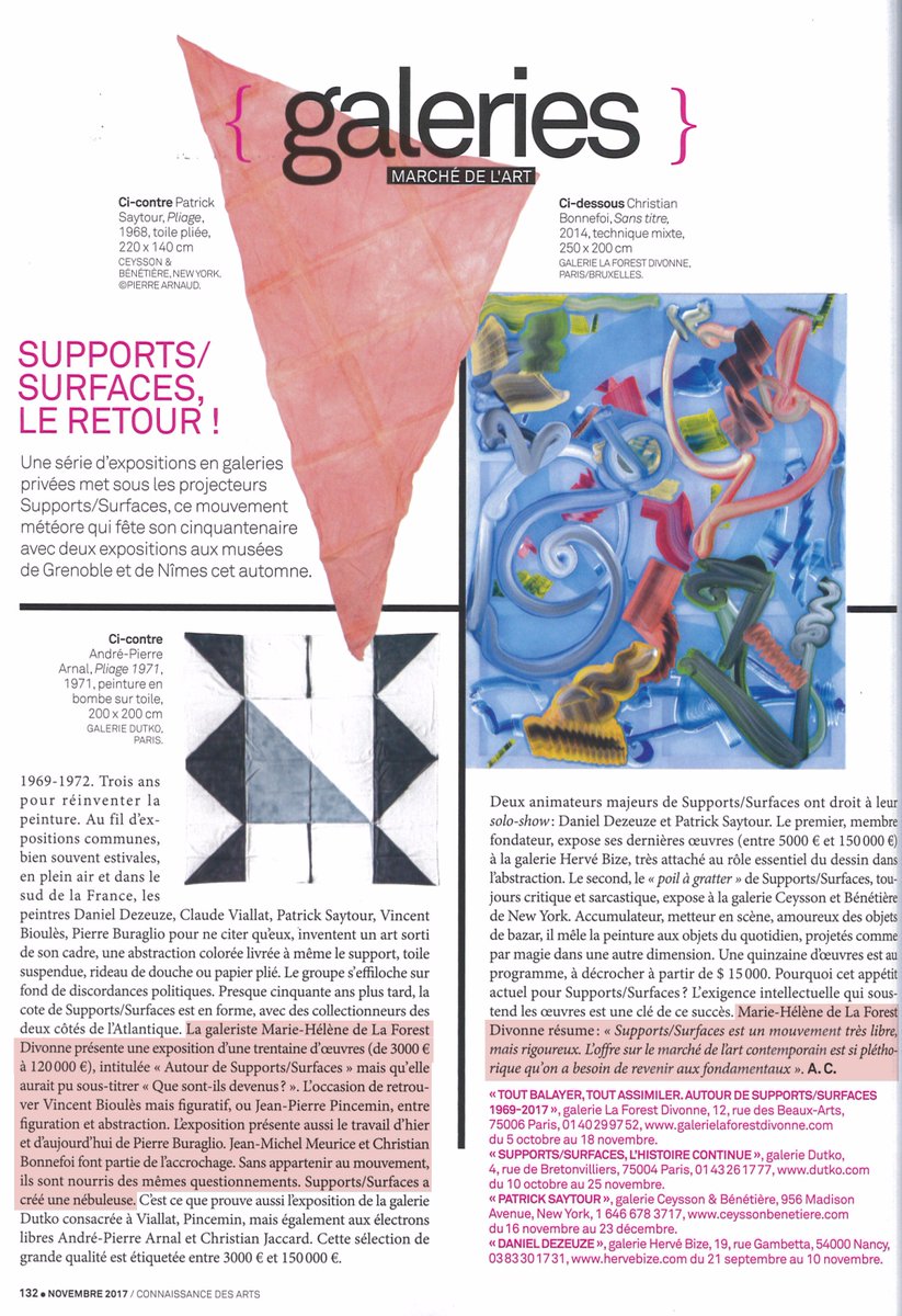 LaForestDivonne's tweet photo. Merci à @Cdesarts pour ce bel article autour de #supportssurfaces !
▶️ Exposition jusqu'au 18 novembre à la galerie de Paris. https://t.co/U1sk0mkFEQ