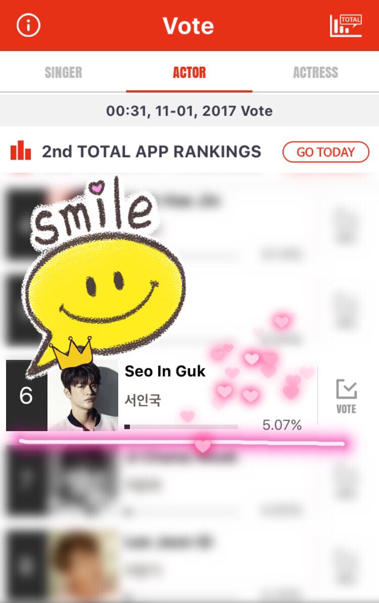 NwNumwaan's tweet photo. Let's vote #SeoInGuk DAILY!
📌#AsiaArtistAwards :Actor
🎉#6Total &amp; #7Today💪🏻💕
👉🏻https://t.co/f4GjJpSPQ8 [till13Nov]
#서인국 #ソイングク
#徐仁國 #ซออินกุก https://t.co/I5IRPBd6RY