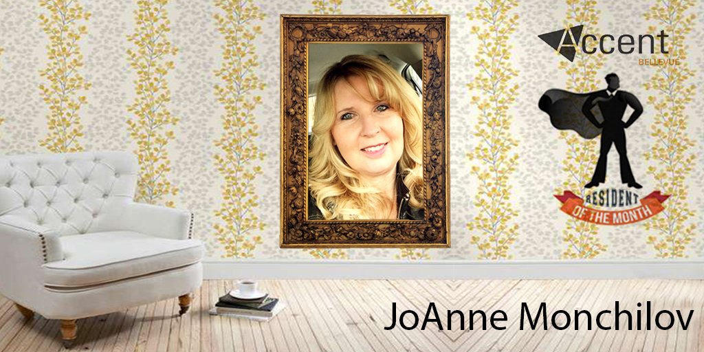 AccentBellevue's tweet photo. We love our residents so much we're treating November 'Resident of the Month' JoAnne Monchiliv &amp; her coworkers to lunch next week. Congrats! https://t.co/pjFDNveAIn