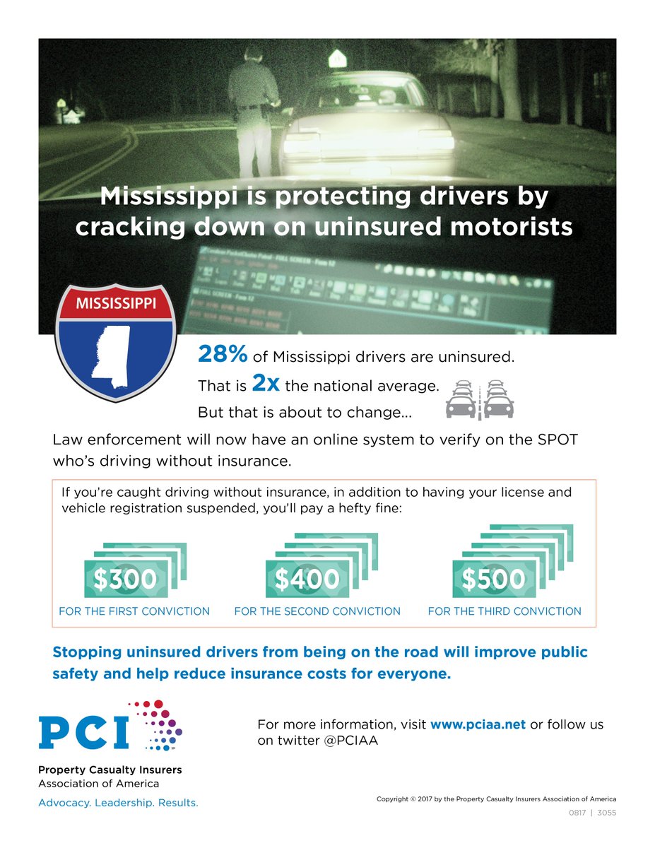 JoeWoodsPCI's tweet photo. Stopping uninsured drivers from being on the road will improve public
safety and help reduce insurance costs for everyone. #msleg https://t.co/WvDt6xFhWM