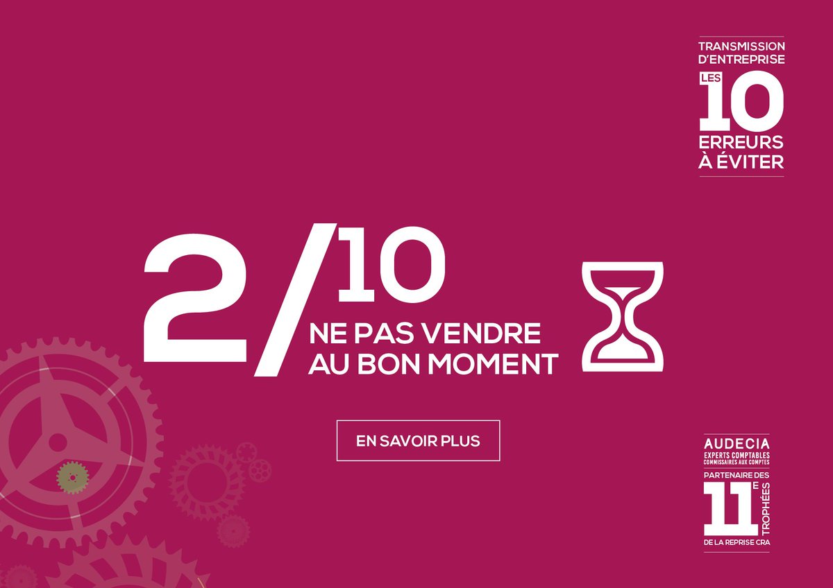 CRA_asso's tweet photo. Une #RepriseReussie ne dépend pas uniquement du #repreneur
Top10 des erreurs pour votre transmission par @_AUDECIA_
https://t.co/IlogMbjK8D https://t.co/1YNbTQ9nNz