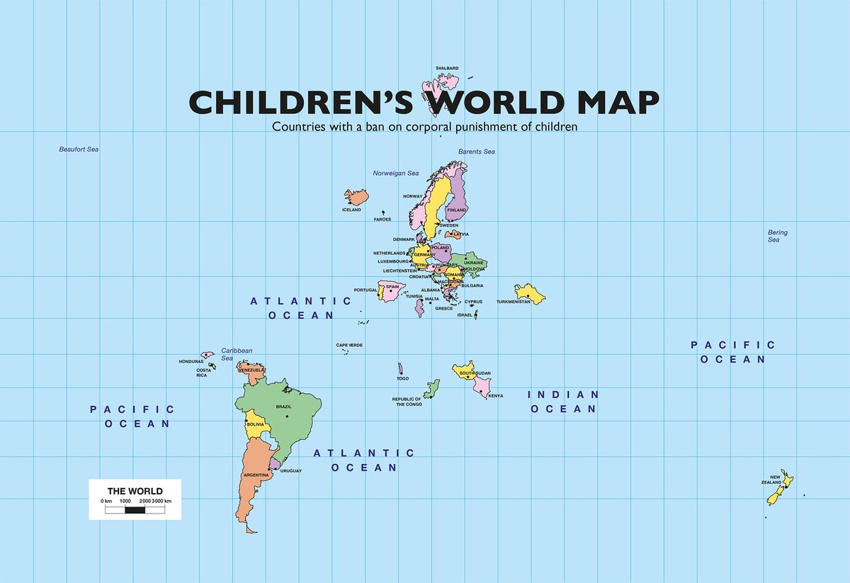 어린이들의 세계지도래서 뭔지 봤더니 아동 체벌을 법으로 금지한 나라만 남겨둔 지도 어쩐지 코끝이 찡했네