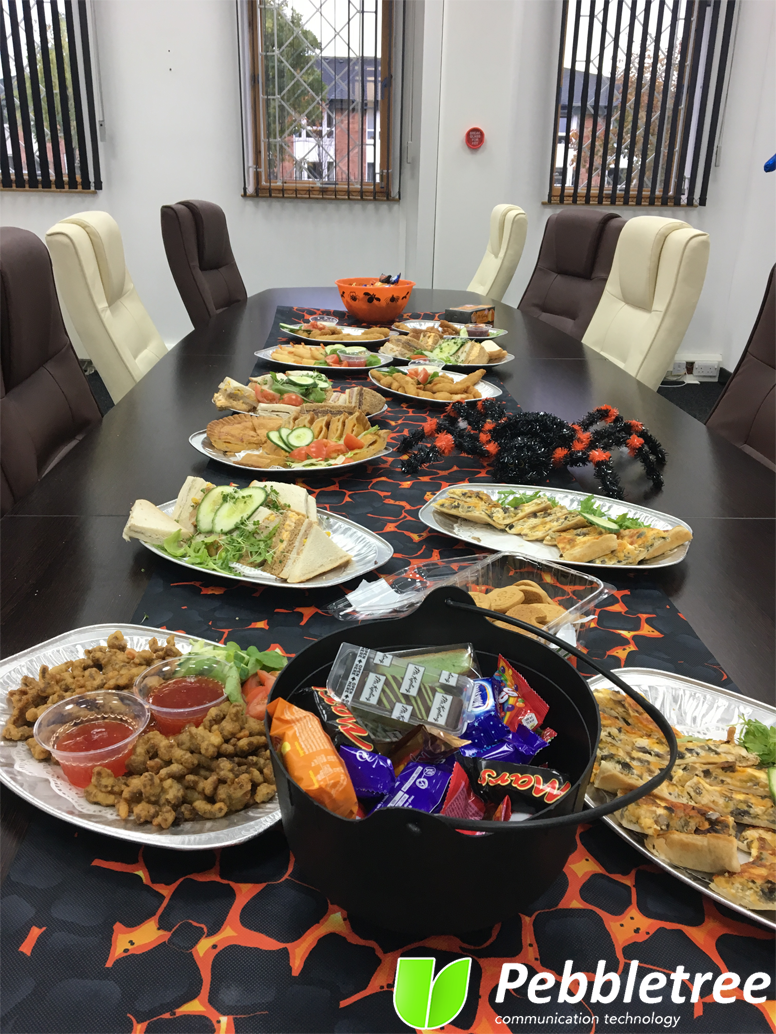 PebbletreeLtd's tweet photo. No tricks here today but here's some 'before' photos from the lovely Halloween buffet this afternoon which went down a treat among staff! https://t.co/akOqesFCe9