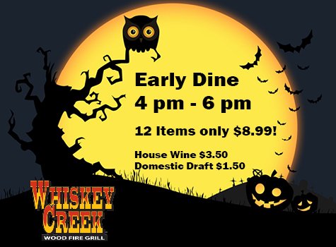 WCWFG's tweet photo. Treat yourself with our Early Dine Menu!! #HappyHalloween https://t.co/lwsGyVnQDx