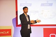 BeccaSavageWan's tweet photo. Use #chatbots to engage w/ your customers says @SidJoshi_uk &amp; @Andy_W_Clark #OracleCloudDay. Try our #demo in the #Oracle Zone. #OMCE #Cloud https://t.co/VwEgTZJUAe