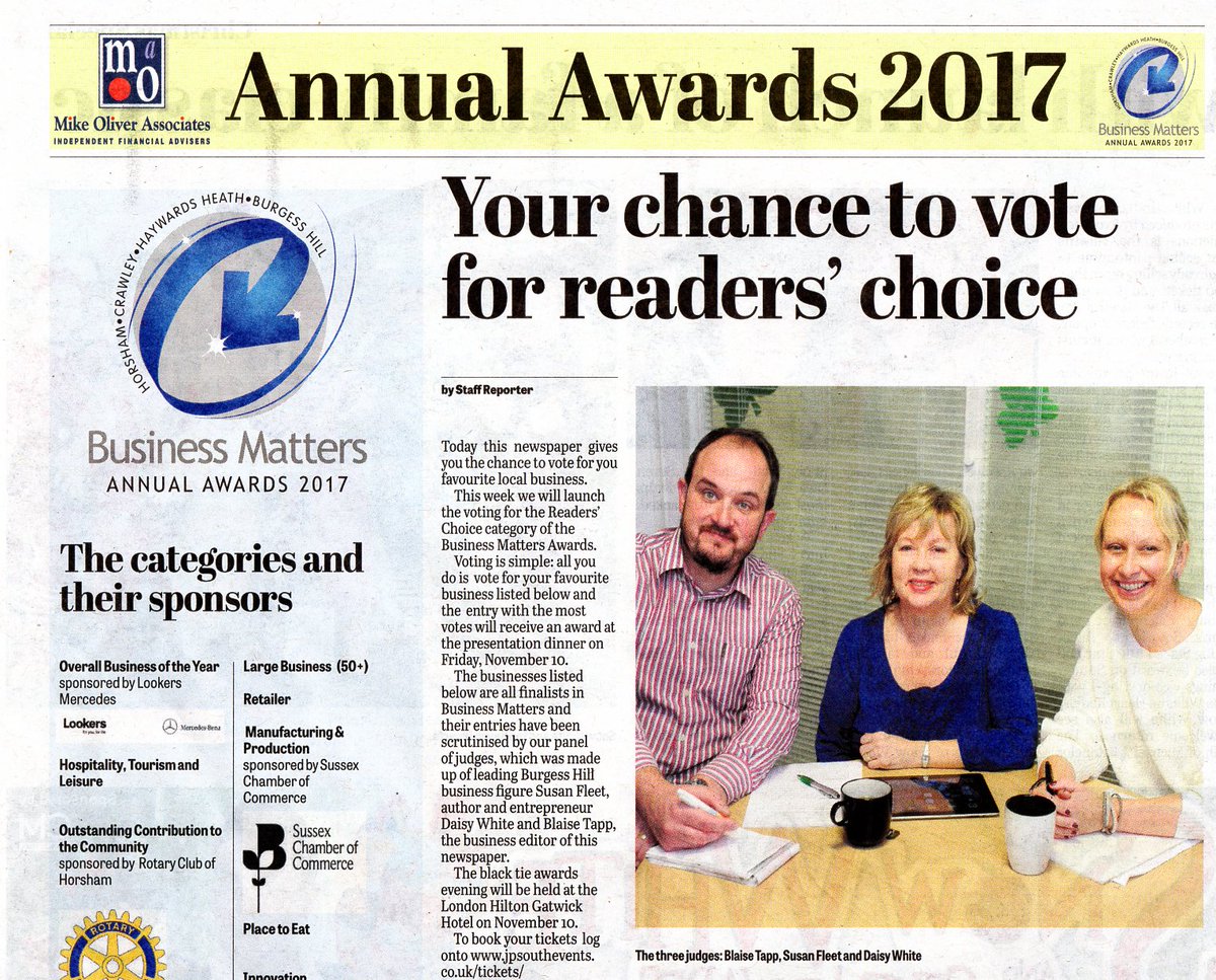 LeaGrahamAssoc's tweet image. Great coverage in @midsussex_times @crawley_obby @wscountytimes of @MOAIFA1's sponsorship of Business Awards