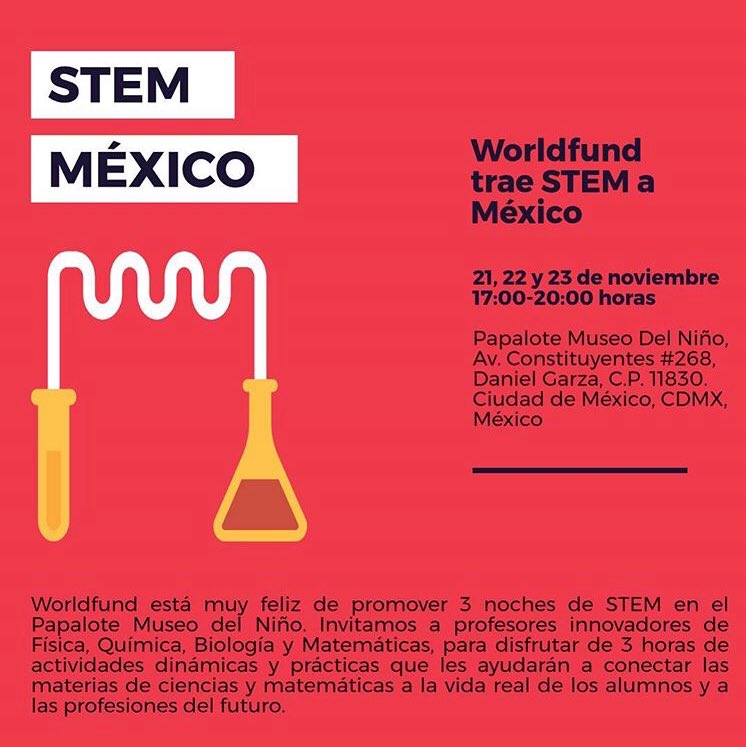 Atenta invitación a participar en las Noches de #STEM en <a href="/Papalote_Museo/">Papalote Museo</a> a tod@s los Profesores de Física, Química, Biología y Matemáticas
