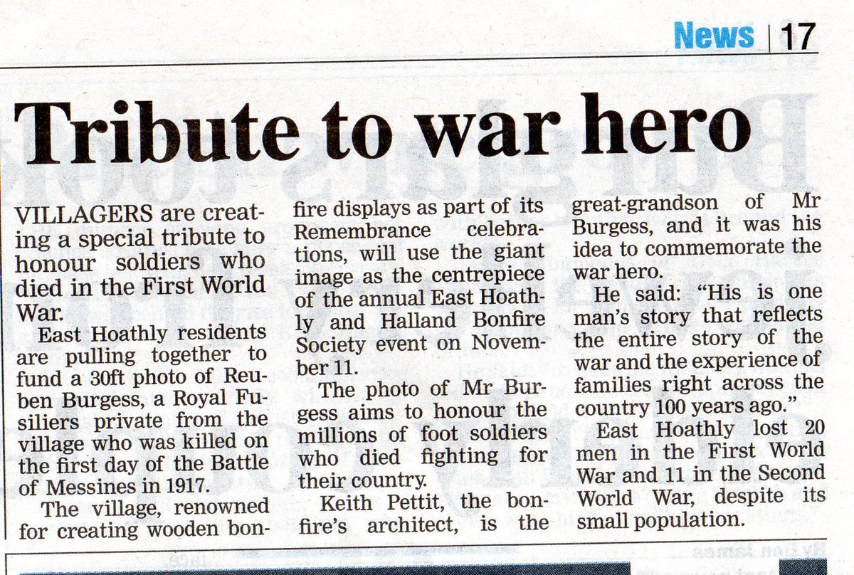LeaGrahamAssoc's tweet image. Great to read in @brightonargus about #EastHoathly's tribute to war hero