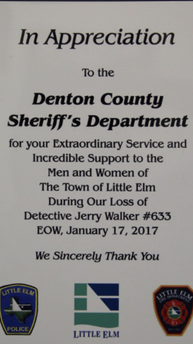 DentonCoSheriff's tweet photo. January 17, 2017 a day we will never forget. #jerrywalker #eow  #ThinBlueLine @LittleElmTX https://t.co/aRaKX3wL2y