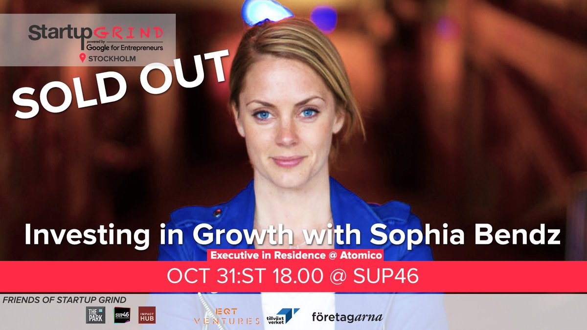 StartupGrindSTO's tweet photo. WE ARE SOLD OUT #startupgrind #sthlmtech with #femtechse rockstars @sophiabendz @maralkalajian #luckygrinders https://t.co/5gg7mhlvpr