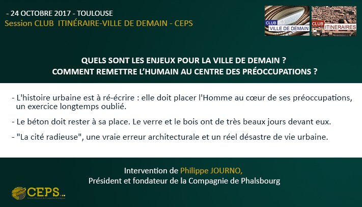 CEPS_oing's tweet photo. 24/10/2017 #Toulouse - 3 axes de réflexions émis à l'occasion de la session Club ITINÉRAIRE-VILLE DE DEMAIN #CEPS👉 https://t.co/z5qLPB7RVC https://t.co/9m9aDp8xL4
