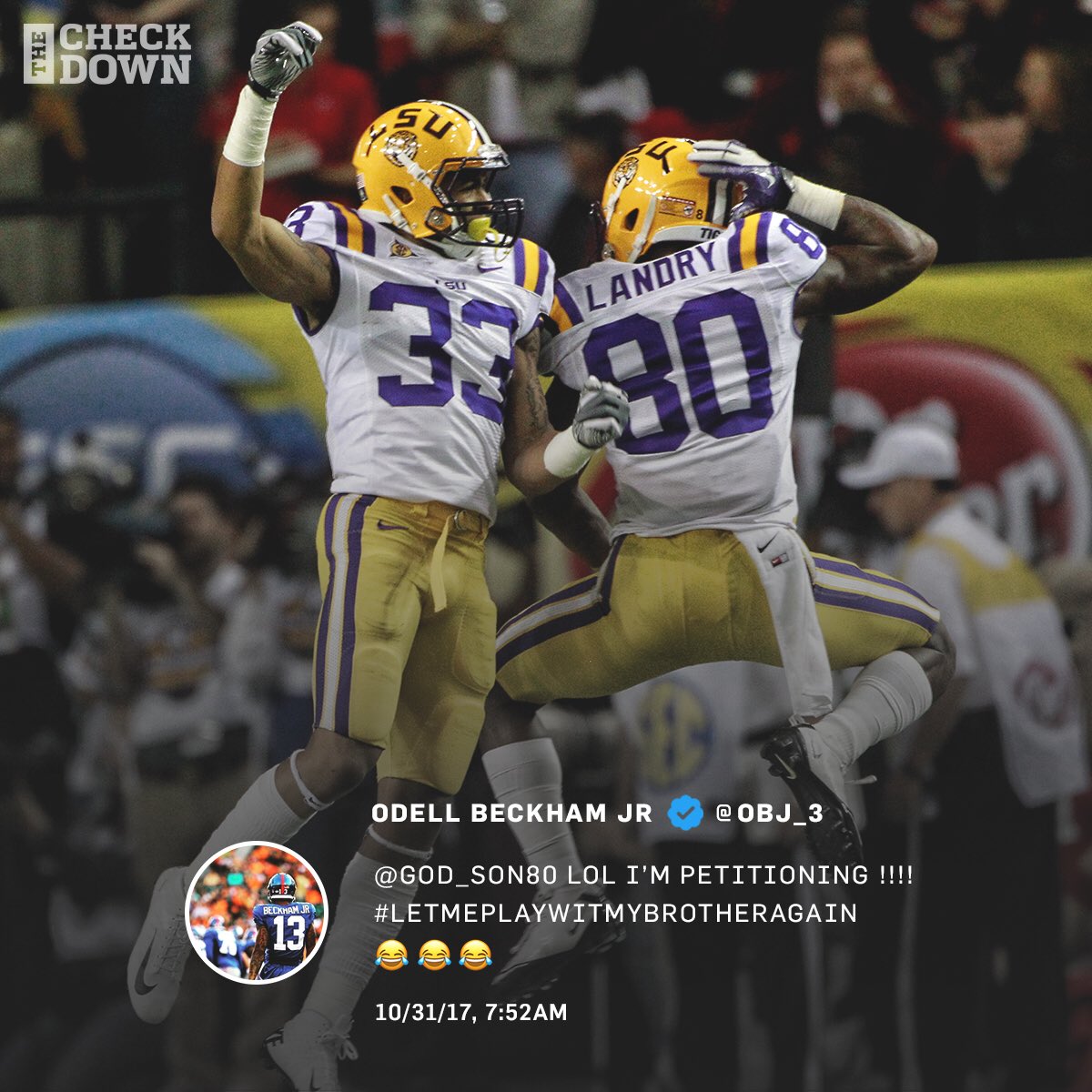 thecheckdown's tweet photo. .@OBJ_3 just wants his BFF back ... will the @Giants make it happen??? 👀 https://t.co/5byRuW6m8U