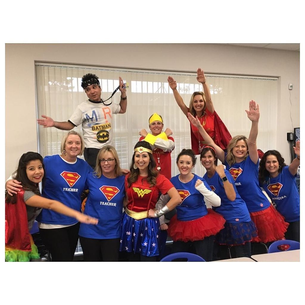 LakesideUnion's tweet photo. The superhero teachers at Lakeview are wishing everyone a safe and Happy Halloween! #LVLearns #LUSDLearns https://t.co/0RKUDLY6h5