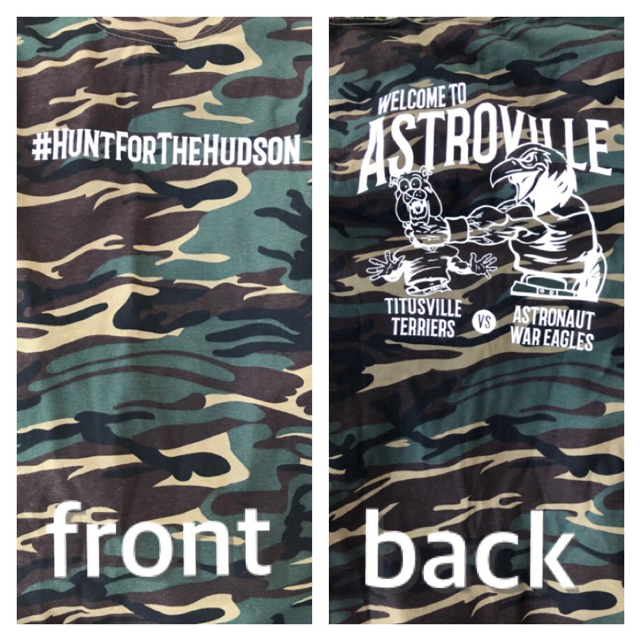 Astronaut_HS's tweet photo. Camo shirts are currently on sale!!!. Shirts are $10 &amp; see Mrs. Redfern during Power Hour outside the girls locker room! #huntforthehudson https://t.co/gfBv93C3Dx
